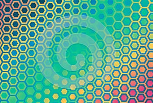 Abstract Blue Green And Orange Gradient Hexagon Pattern Background Beautiful elegant Illustration