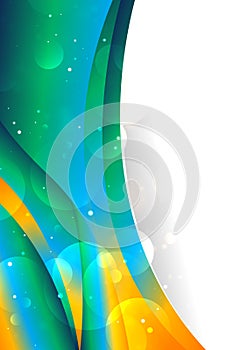 Abstract Blue Green and Orange Gradient vertical Business Wave Background Vector