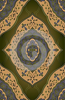 Abstract blue and green oriental pattern