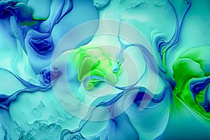 abstract blue and green paint. Generative AI