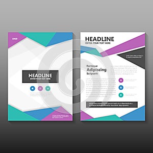 Abstract Blue green purple Vector annual report Leaflet Brochure Flyer template design, book cover layout design