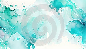 Abstract blue and green watercolor background. Hand-drawn illustration.