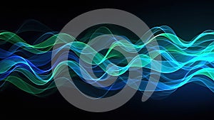 Abstract blue and green waveform design with a black background for modern visuals