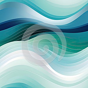 Abstract blue and green waves with layered forms and soft lines (tiled)