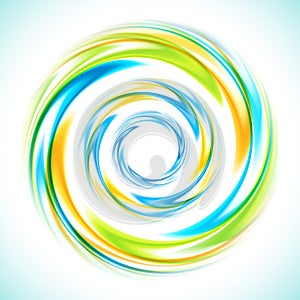 Abstract blue, green and yellow swirl circle