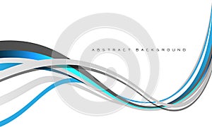 Abstract blue grey line curve wave overlap on white with blank space design modern futuristic creative background vector