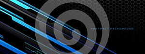 Abstract blue grey metal black cyber futuristic technology geometric on hexagon mesh design modern background vector