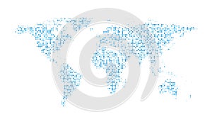 Abstract blue halftone dotted world map