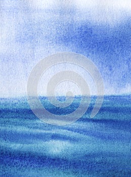 Abstract blue hand drawn background. Watercolor texture with granulation. Delicate blue calm surface of water merges with tender photo
