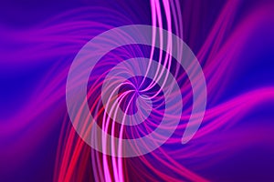 Abstract blue hazy blurred background with purple violet lines in a swirl pattern. Colorful hypnotic illustration