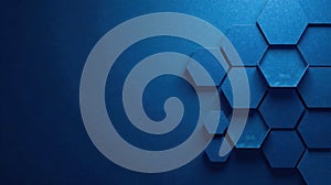 Abstract blue hexagon pattern background design featuring a textured surface and copy space. Generative AI