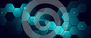 Abstract blue hexagon shapes with science and digital, futuristic, technology concept background. Vector illustration