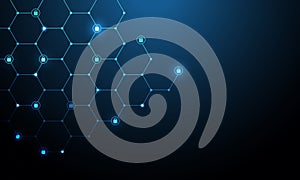 Abstract Blue Hexagonal Data Structure AI Technology