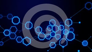 Abstract Blue Hexagonal Network Connection Background