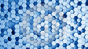 Abstract blue hexagonal sci-fi honeycomb geometrical background. 3d rendering