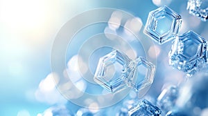 Abstract Blue Ice Crystals Background