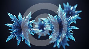 Abstract Blue Ice Crystals on Dark Background