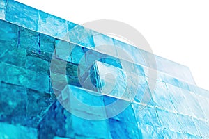 Abstract blue ice cubes stacked structure