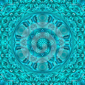 Abstract blue ice pattern symmetry. seamless kaleidoscope