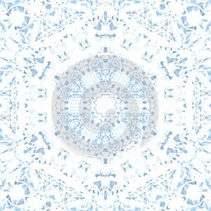 Abstract blue ice pattern symmetry. winter decor