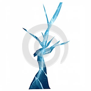 Abstract Blue Ice Tree Illustration