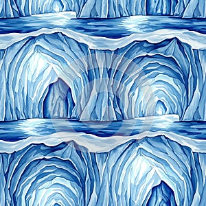 Abstract Blue Iceberg Cave Formation Pattern
