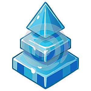 Abstract Blue Iceberg Pyramid with Square Layers and Triangle Top