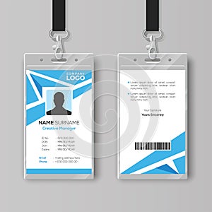 Abstract blue ID card design template