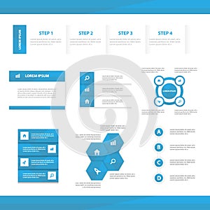 Abstract blue infographic elements presentation template flat design set for brochure flyer leaflet marketing