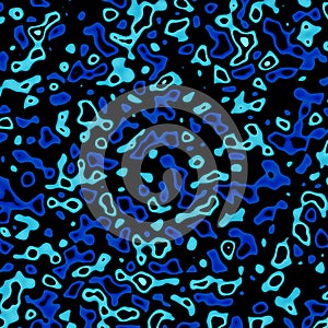 Abstract Blue Ink Blots. Drop Splatter. Stain Art. Black Spray Paint. Graphic Design. Messy Unorganized Blob Spatter. Blot Splat. photo