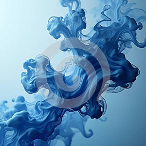 Abstract Blue Ink Swirls in Water