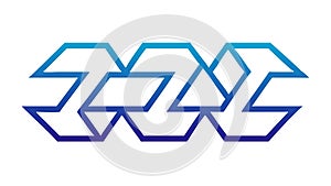 Abstract Blue Interlocking Geometric Shapes Pattern, Modern Tech Design, vector design Generative AI