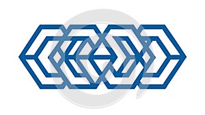 Abstract Blue Interlocking Hexagonal Pattern, vector design Generative AI