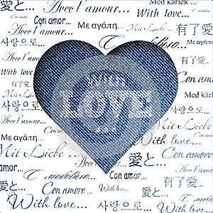 Abstract blue jeans heart