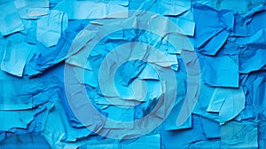 Abstract Blue Jumble Of Tissue Papers: Postmodern Deconstruction Art Collage