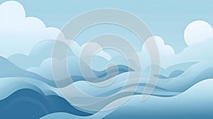 Abstract Blue Landscape with Clouds