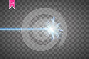 Abstract blue laser beam. Isolated on transparent black background. Vector illustration,