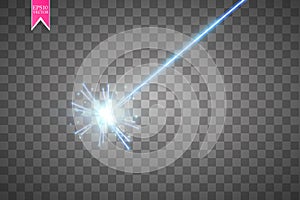 Abstract blue laser beam. Isolated on transparent black background. Vector illustration,
