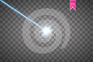 Abstract blue laser beam. Isolated on transparent black background. Vector illustration,