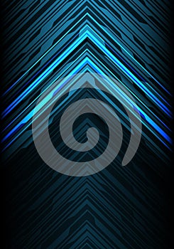 Abstract blue light black line arrow polygon futuristic direction design modern technology background vector