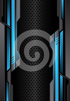 Abstract blue light dark gray futuristic on circle mesh design modern futuristic background vector