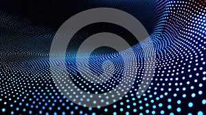 Abstract Blue Light Dots Wave Pattern Background