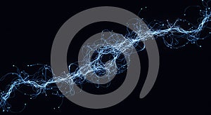 Abstract blue light energy stream on black background
