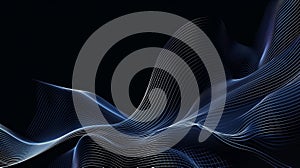 Abstract blue light lines wave black background technology wallpaper