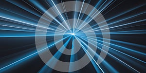 Abstract Blue Light Rays on Black Background - Dramatic Lighting Effect