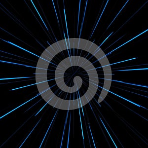 Abstract Blue Light Rays on Dark Background