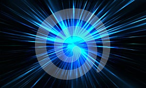 Abstract blue light speed zoom fast night background