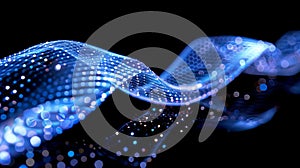 Abstract Blue Light Stream On Black Background