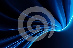 Abstract blue light trails creating a dynamic digital swirl