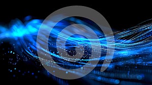 Abstract Blue Light Waves on Black Background